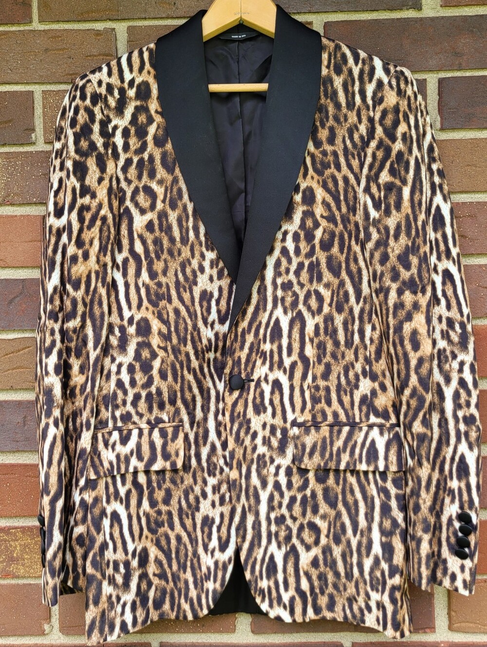 R13 Shawl Lapel Tuxedo Leopard Blazer  Womens Small Silk Lining R13W7355-723